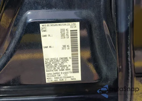 2014 Nissan Altima 2.5 Sl from USA, damaged, VIN 1N4AL3AP0EC316079